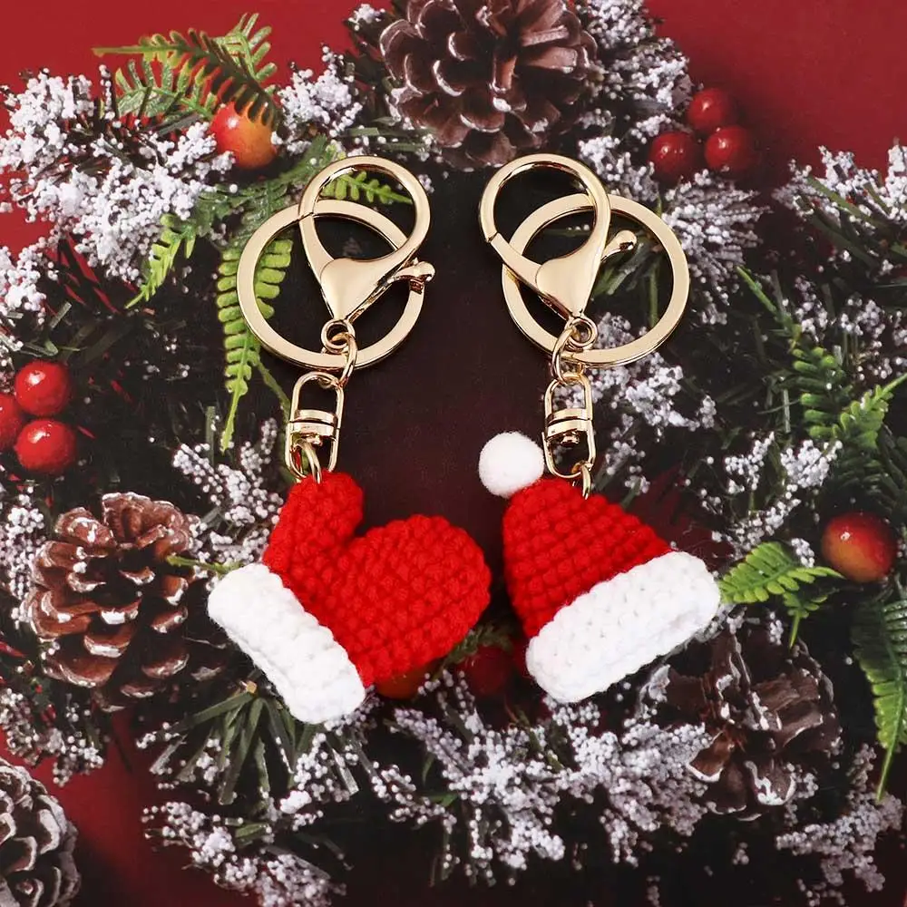 

Hat Children Gift New Year Present Women Key Buckle Handmade Crochet Pendant Korean Style Key Ring Christmas Key Chain