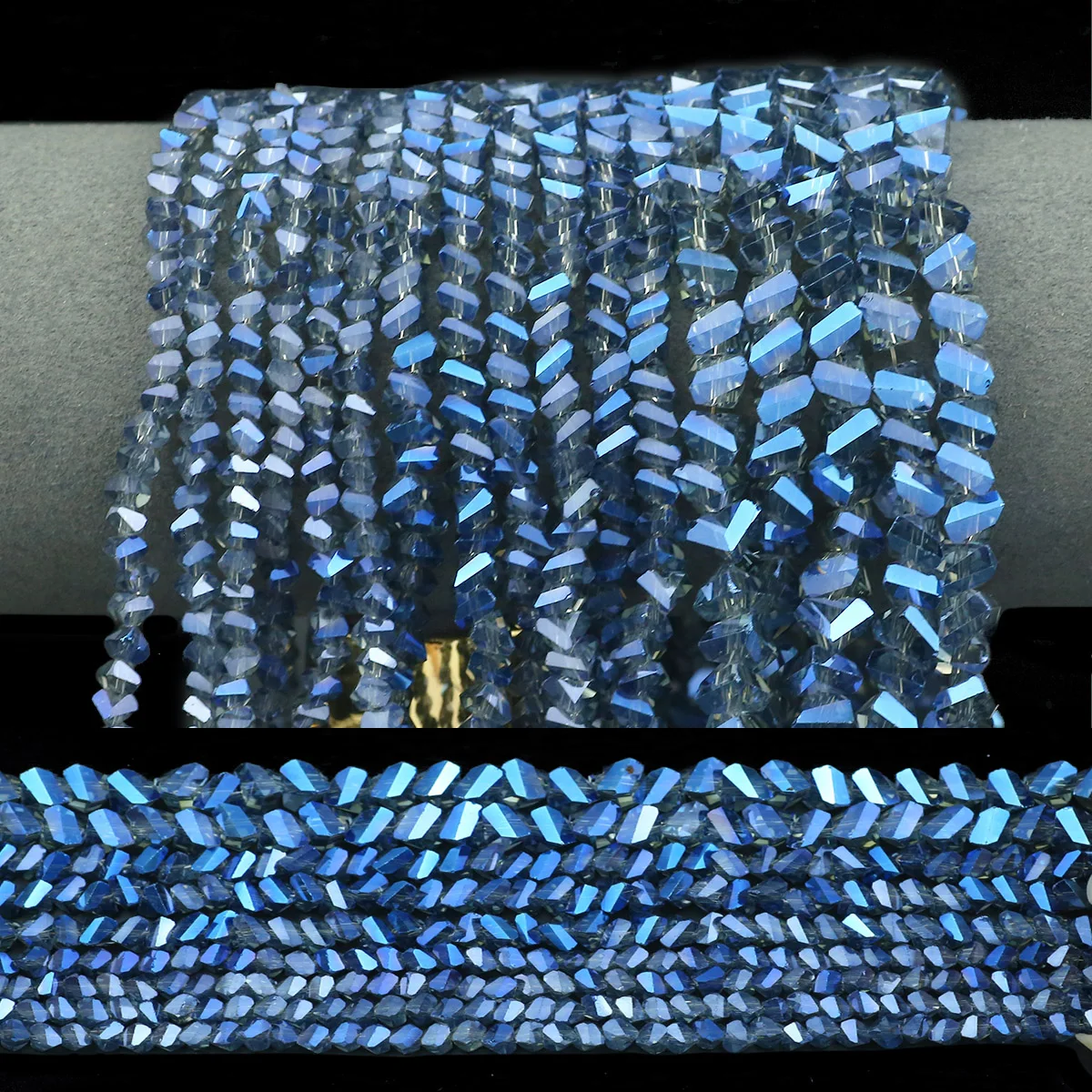 4/6/8mm Austrian Crystal Glass Ink Blue AB Triangular Loose Spacer Beads For Jewelry Making Bracelets Necklaces DIY Accessories