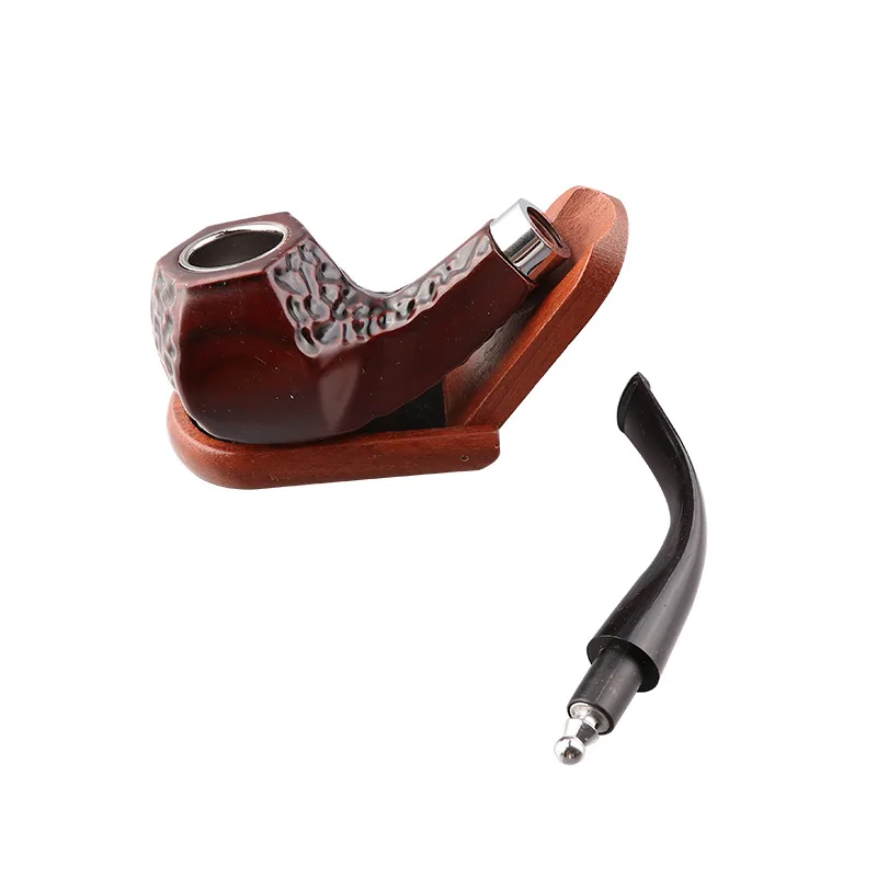

6 Pcs/Set Classic Style Wood Tobacco Cigar Cigarette Smoking Pipe Tobacco Hand Pipes Gift for Grandfather Boy Friend Father