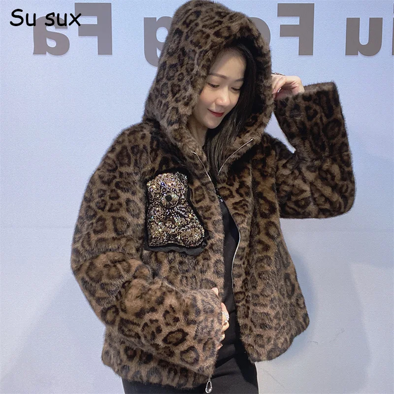 جديد الشتاء الكرتون الدب فو الفراء هوديس معطف امرأة معطف فرو المنك Y2k الملابس الدفء اليابانية الكورية موضة المتضخم القمم