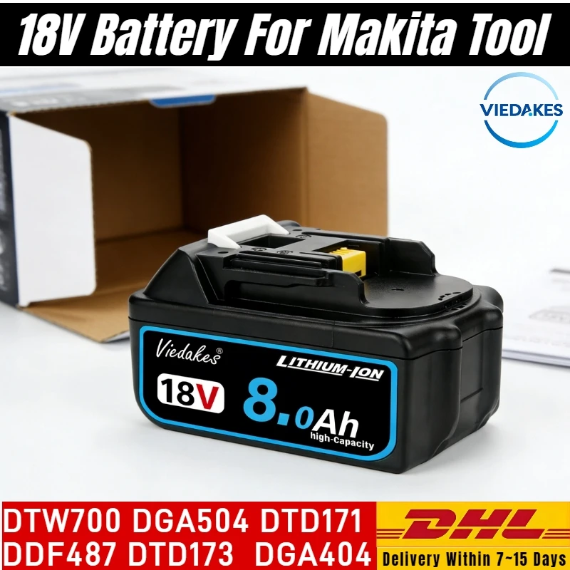 

100% original viedakes for makita 18v 배터리 bl1860b DGA404,DJV182,DTW285 DDF487,DTD171,DTD173 for makita 배터리 18v