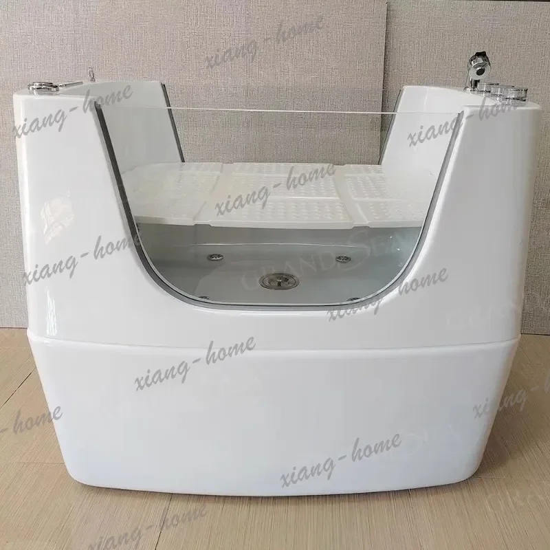 2026 Modern Acrylic Pet Bathtub Massage Function Free-Standing Dog Cleaning Grooming Tool Includes Drainer Faucet-China Manufact