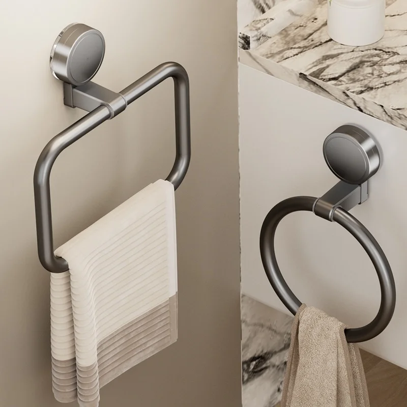 

1pcs No Need To Drill Suction Cup Towel ring Bathroom towel rack Kitchen rag rack Bathroom toilet wall hanging towel rack