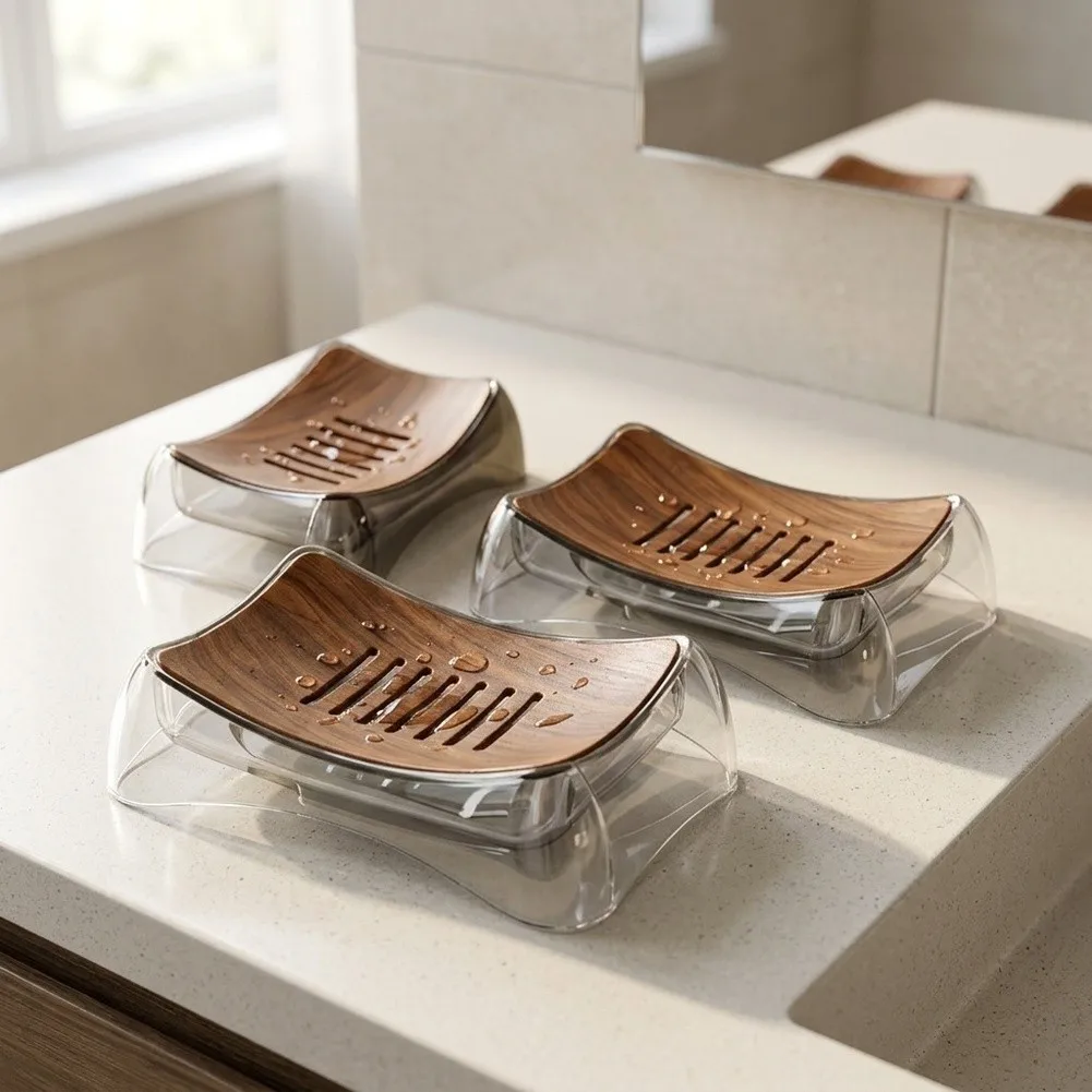 Functional Soap Dish with Contoured Drainage Pattern PET Rack Designed to Minimize Buildup and Maximize Soap Lifespan