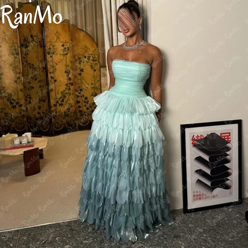 Ranmo New Strapless Gradient Prom Evening Dresses Tiered Floor Length Party Dress 2025 Night Cocktail Prom Gowns Customized 2025