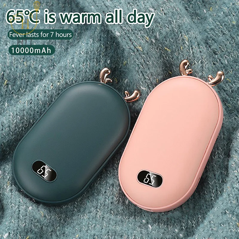 1 Set New 2In1 Pocket Power Banks 5200mAh Battery Temperature Display And Adjustable Hand Warmer Portable Travel Christmas Gift