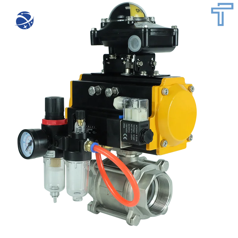 DKV Air Control Wafer Type Ball Valve Double Acting ss304 FRL solenoid positioner Pneumatic actuated Ball Valve