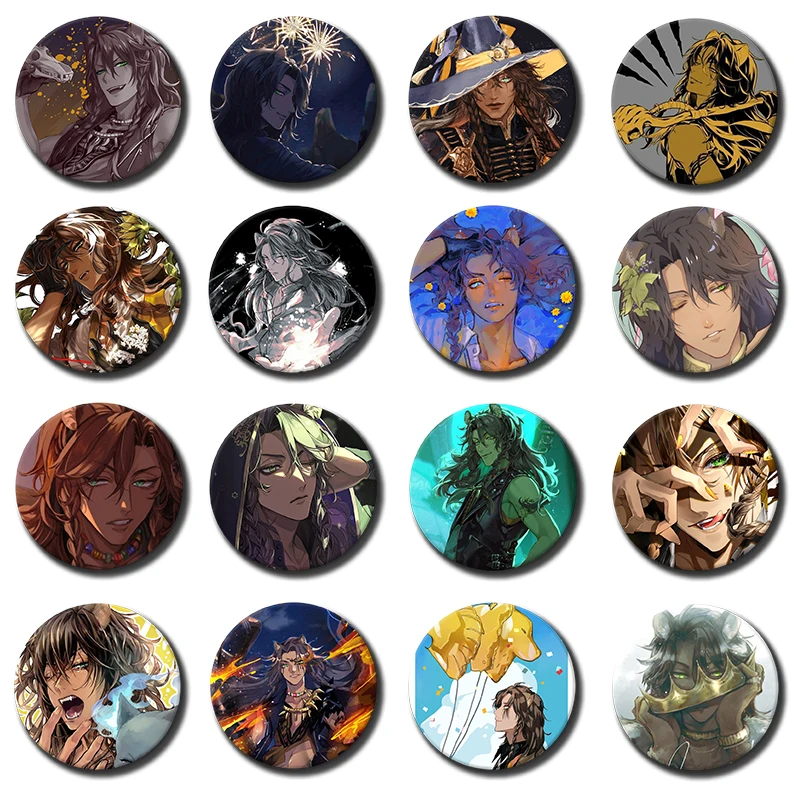 Twisted Wonderland Leona Kingscholar Creator Tinplate Pin Button Anime Role school Brooch Cartoon Collar Badge Jewelry Gift Fans