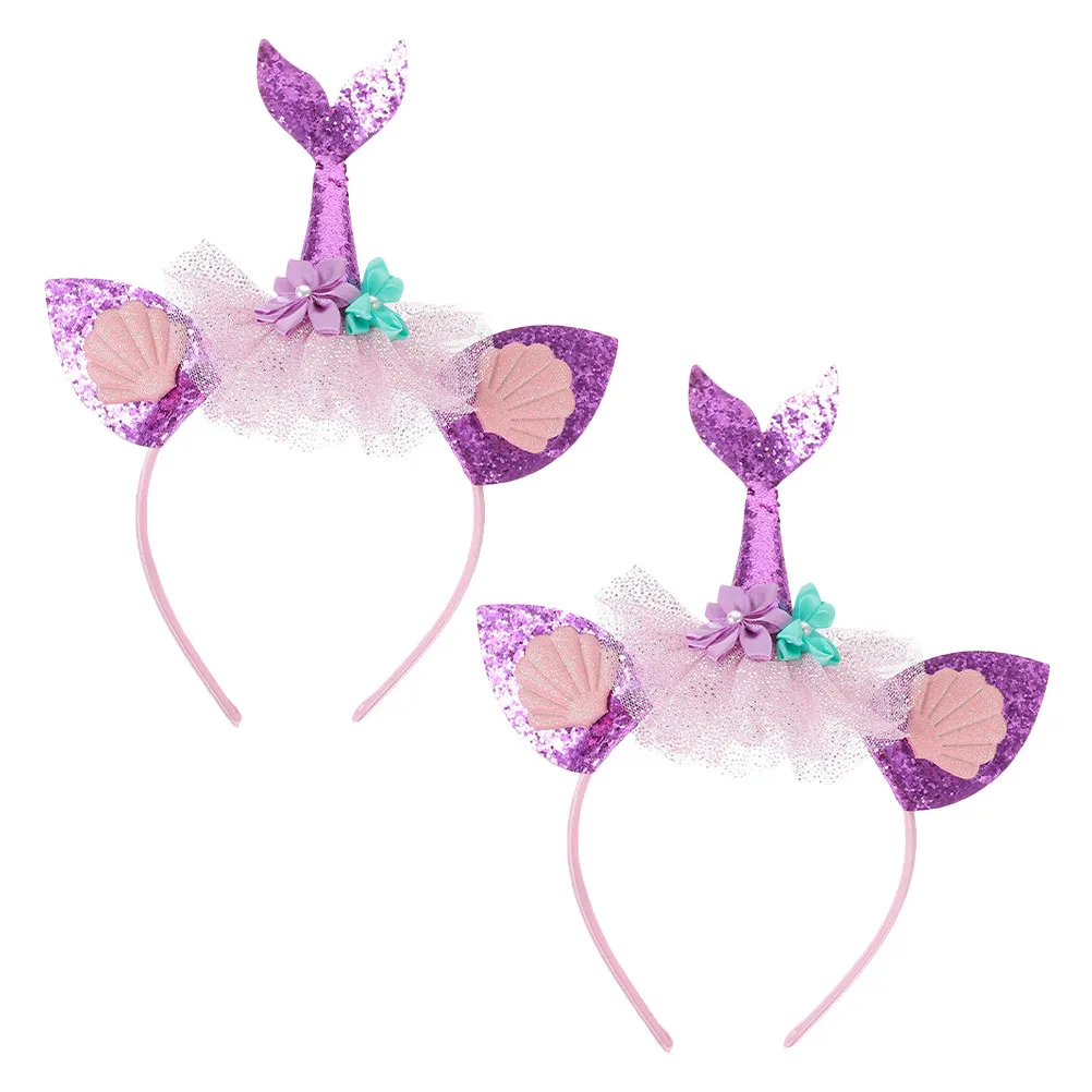 

2 шт. повязки на голову в виде русалки для девочек, милые, мягкие, удобные детские аксессуары для волос для вечеринок, костюмированных мероприятий, фотосессий, украшение для волос в стиле русалки