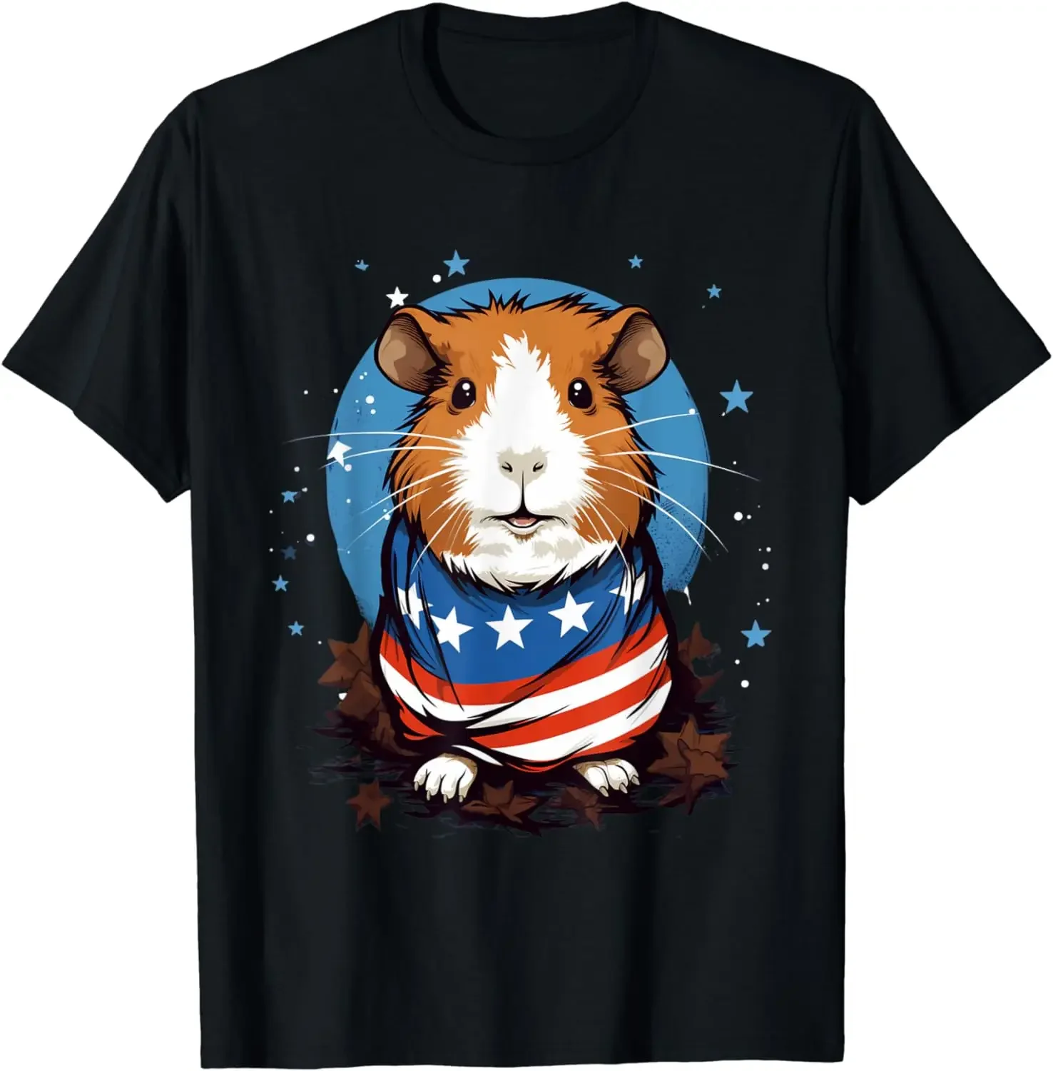 Guinea Pig Patriot USA Flag Whiskers Paws T-Shirt for Men Women Graphic T Shirts Streetwear Fashionable Short Sleeve