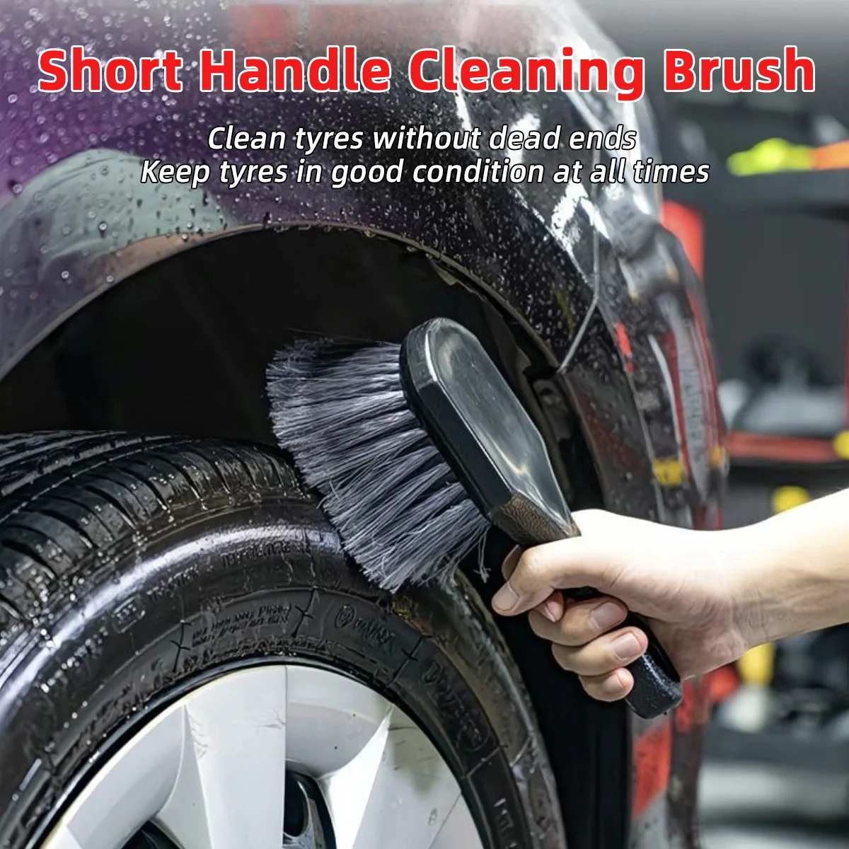 Short-Handled Car Tire Rim Cleaning Brush Essential Tool for Cleaning Tires and Rims a Must-Have for Vehicle Parts Maintenance