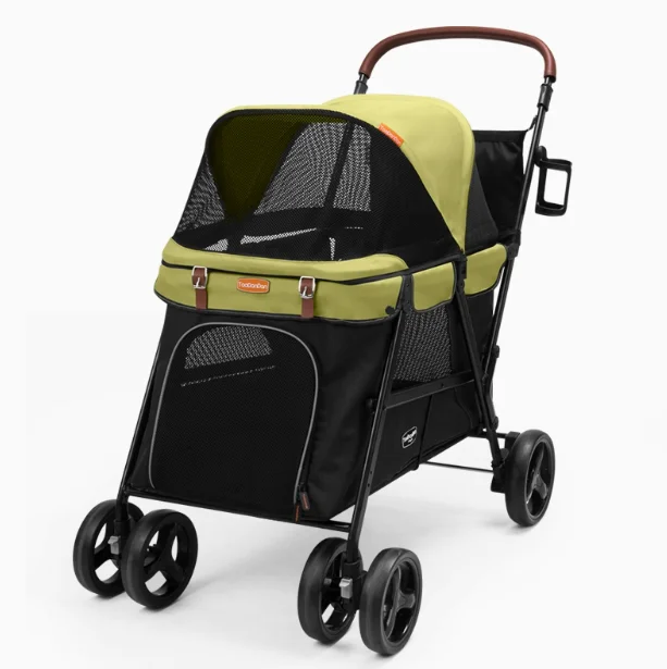 High Quality Iron Foldable Durable Four-wheel Dog Stroller for Large Dogs-Fashion/Sport Style Compatible Cars Trains-Convenient