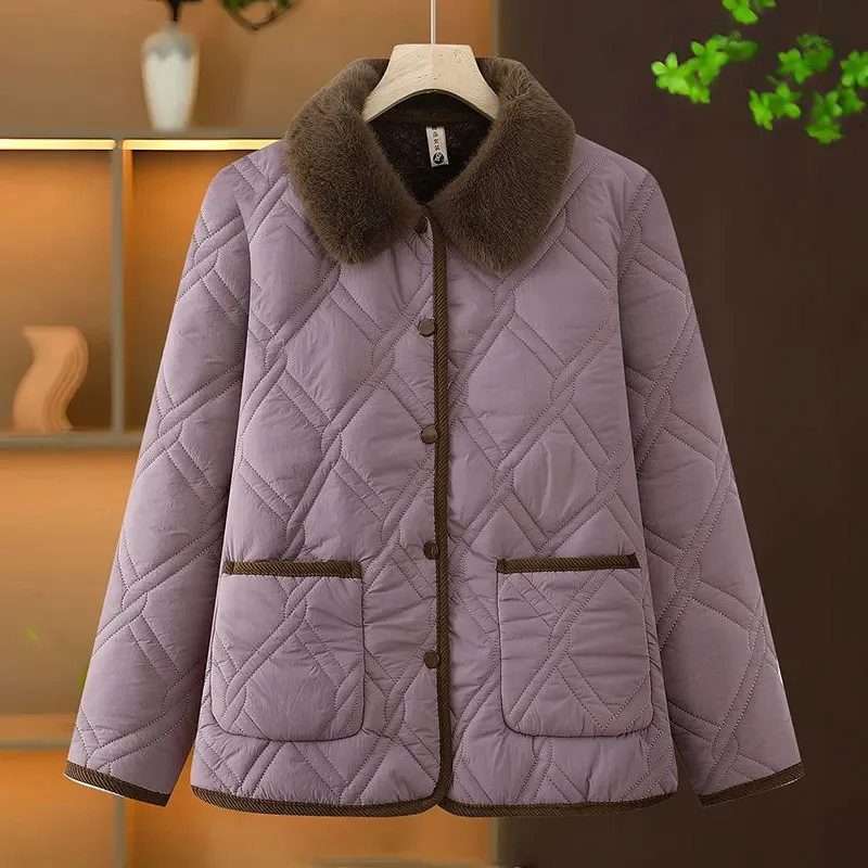 秋冬 2026 新しい綿入りジャケット女性のオーバーコートラペルルーズ暖かいショートコットンジャケットプラスベルベット厚いパーカートップス