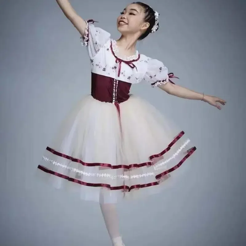 Ballet Dance Tutu Skirt For Girls Giselle Dancing Long Dress Swan Lake Classical Ballet Tutu Costumes Corset Dance Leotard Women