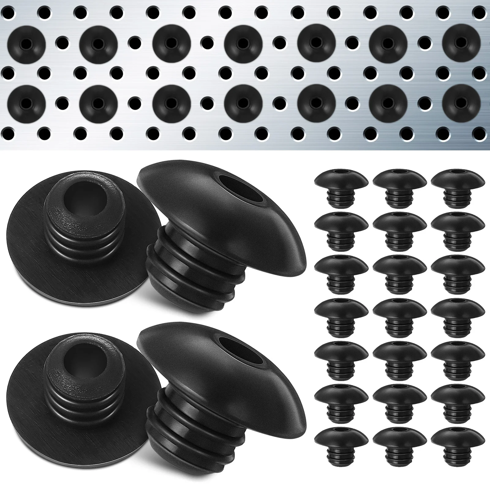 120Pcs Silicone Rubber Stoppers Pegboard Hook Locks Threaded Stopper Design Durable Reusable Multiple Applications Organizer