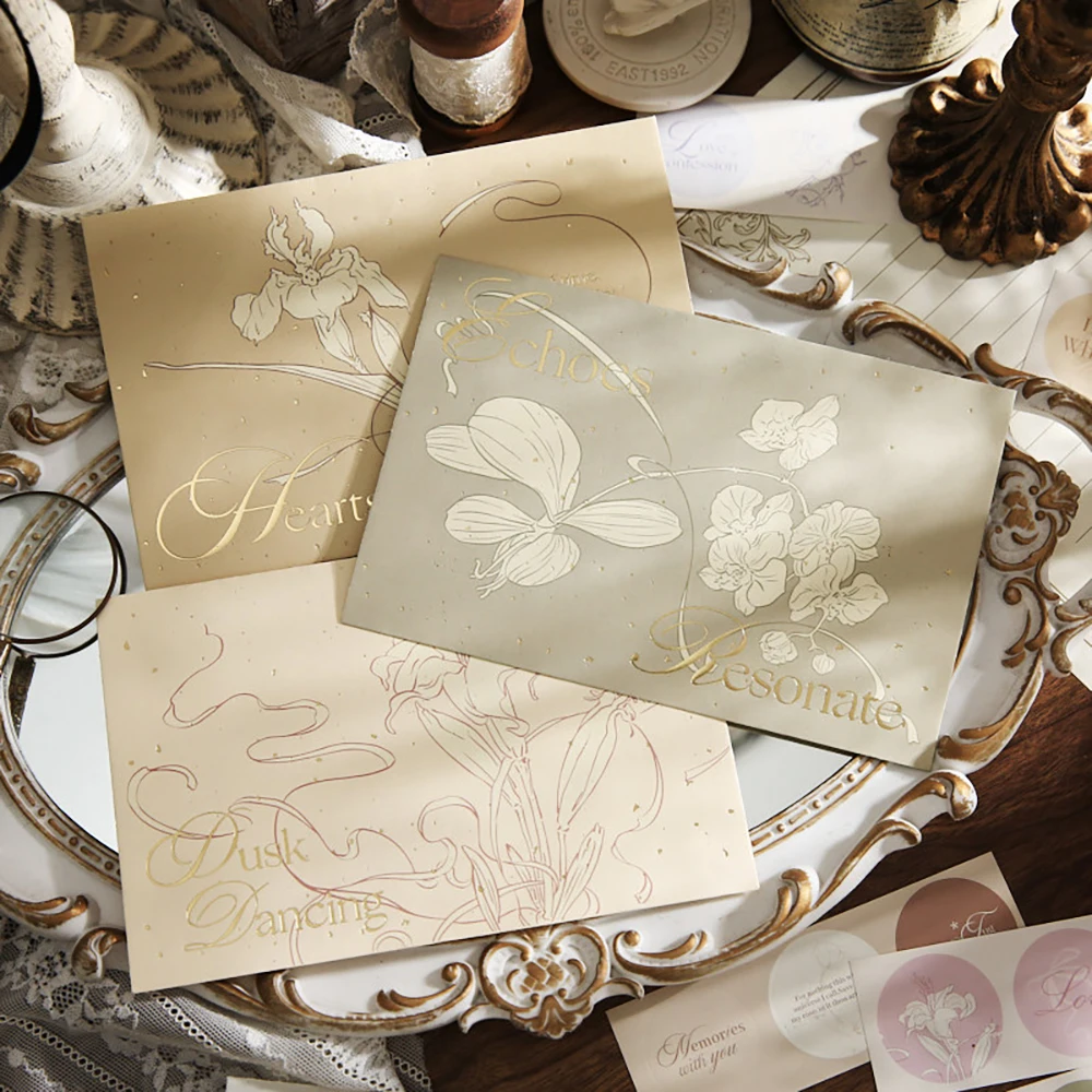 

Конверт для горячего тиснения, серия Flower Hymn, художественный справочник с цветочной тематикой, сообщение, письмо с благословением, конверт