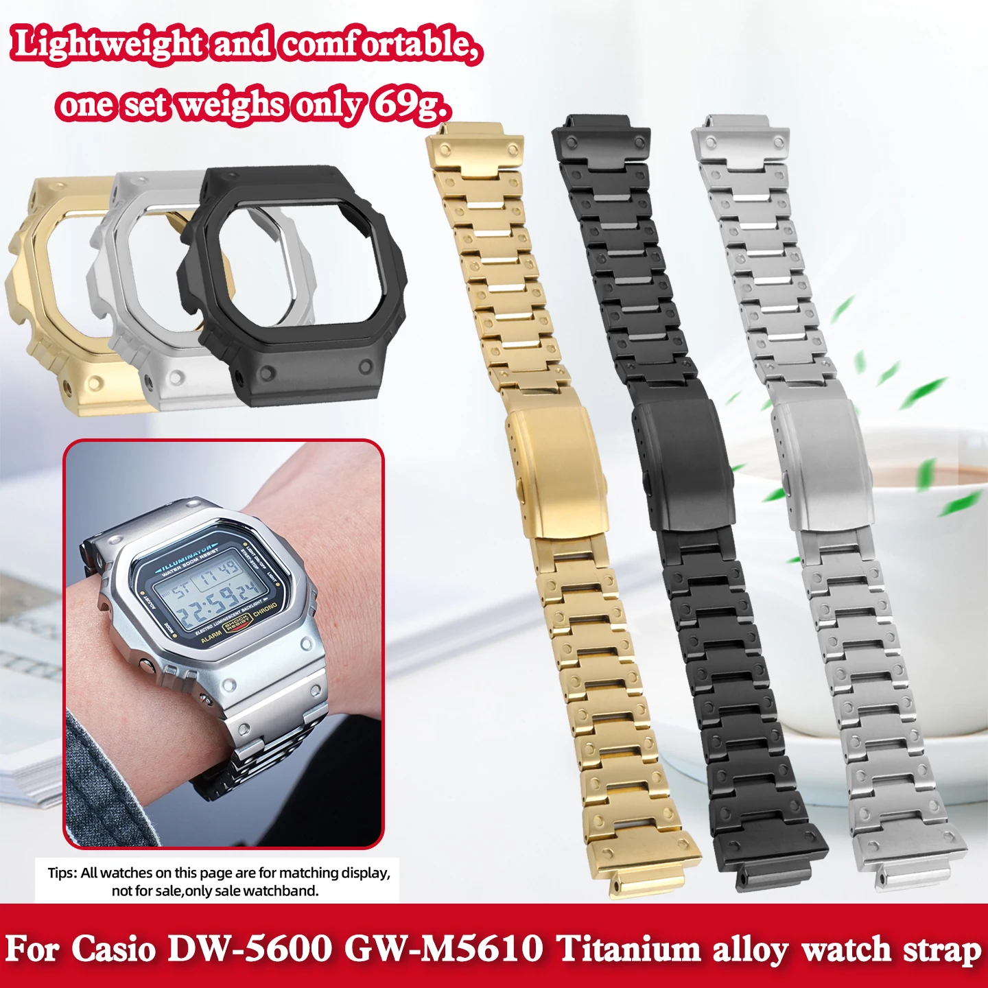 Upgrade Modified DW5600 Lightweight Titanium Alloy Watch Strap For Casio GW-BX5600 GW-M5610 Stainless Steel Watch Case Mod Kit