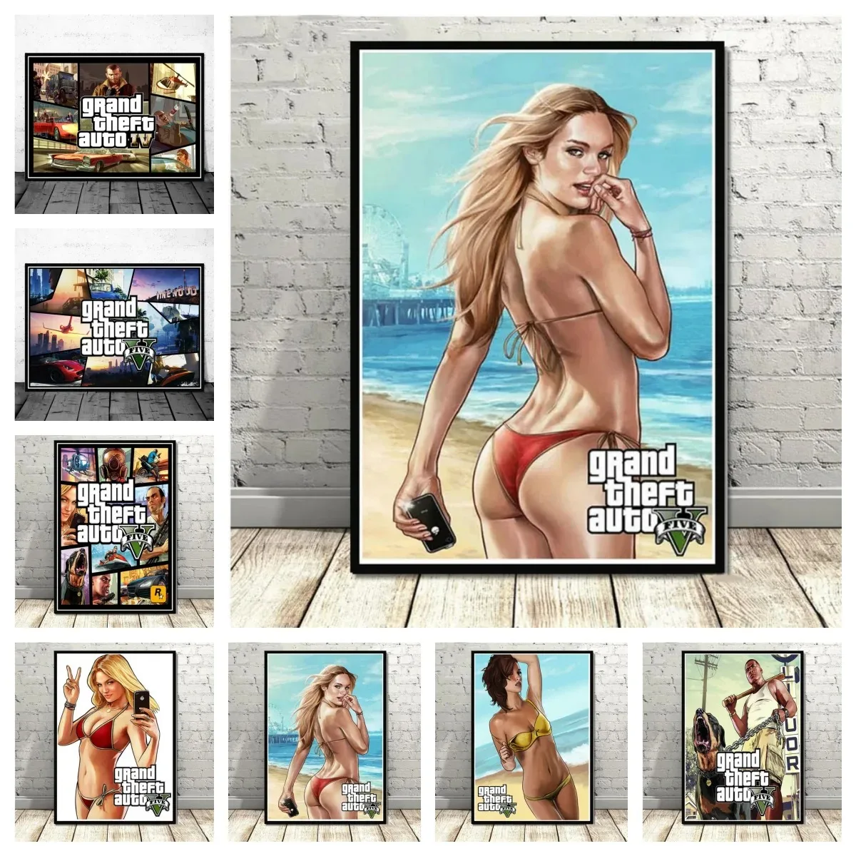 Video Game GTA 5 Grand Theft Auto Art Decor Picture Canvas Painting Home Decor Poster for Living Room Wall Decoration Posters