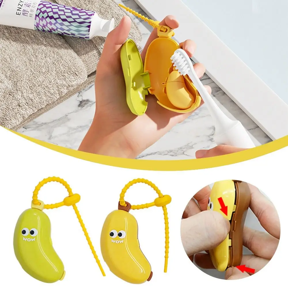

Plastic Toothbrush Head Protective Cover Brush Protect Banana Shape Toothbrush Case Cap 2in1 Portable