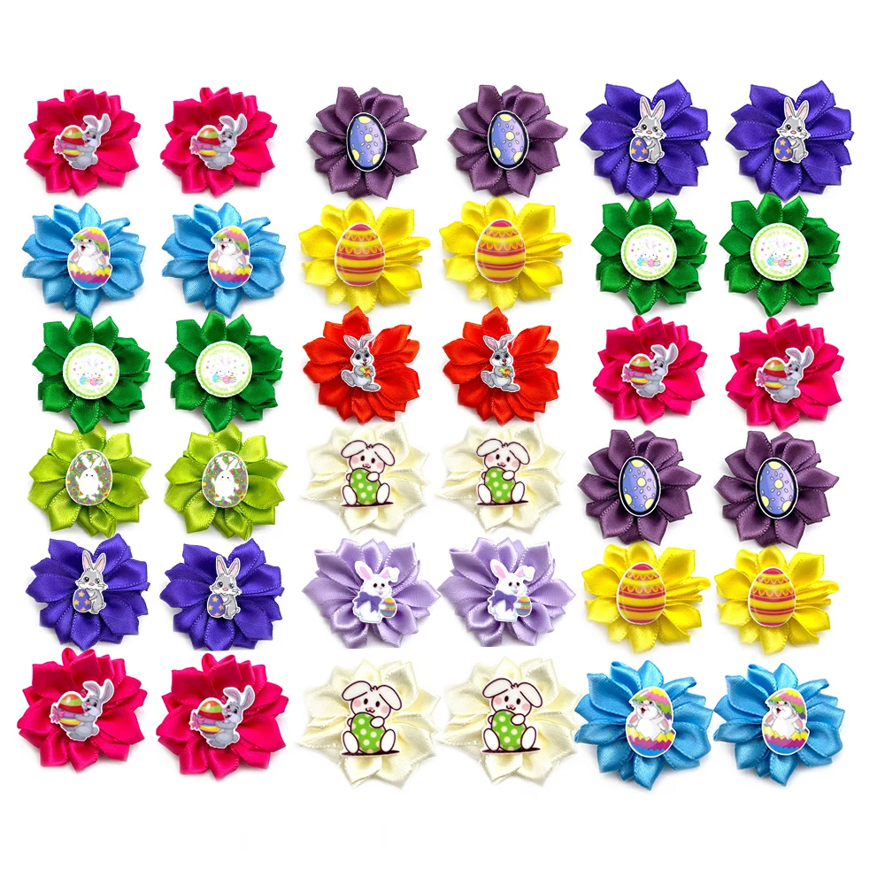 30/50pcs Easter  Dog Bows Pet Hair Bows Rabbit Eggs Style Dog Hair Accessories Dog Grooming Bows Accessories Pet Hair Supplies