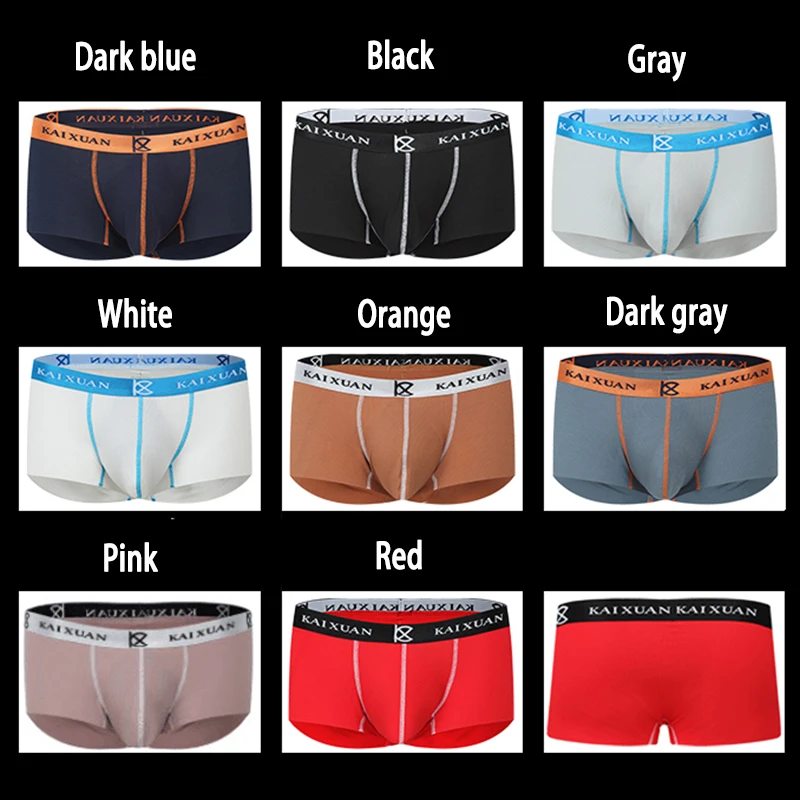 Seamless Men Boxers Luxury Silk Spandex 3D Crotch Boxer Underwear Shorts Slips Underpants