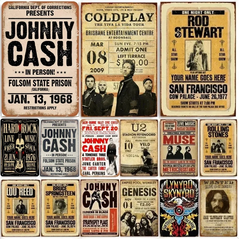 

Vintage Class Music Rock Roll Metal Poster Tin Sign Johnny Cash Metal Plaque Signs Retro Pub Bar Club Man Cave Home Decor Plates