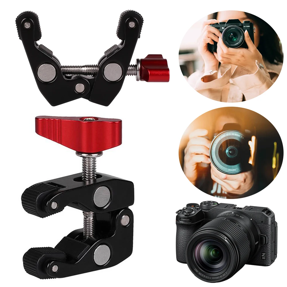 ตัวหนีบโลหะแบบ Super Clamp พร้อมเกลียวขนาด 1/4 นิ้ว และ 3/8 นิ้ว คลิปหนีบ Magic Arm Clamp ตัวยึดแบบ Super Holder สำหรับกล้อง DSLR จอภาพ ไฟ LED และไมโครโฟน