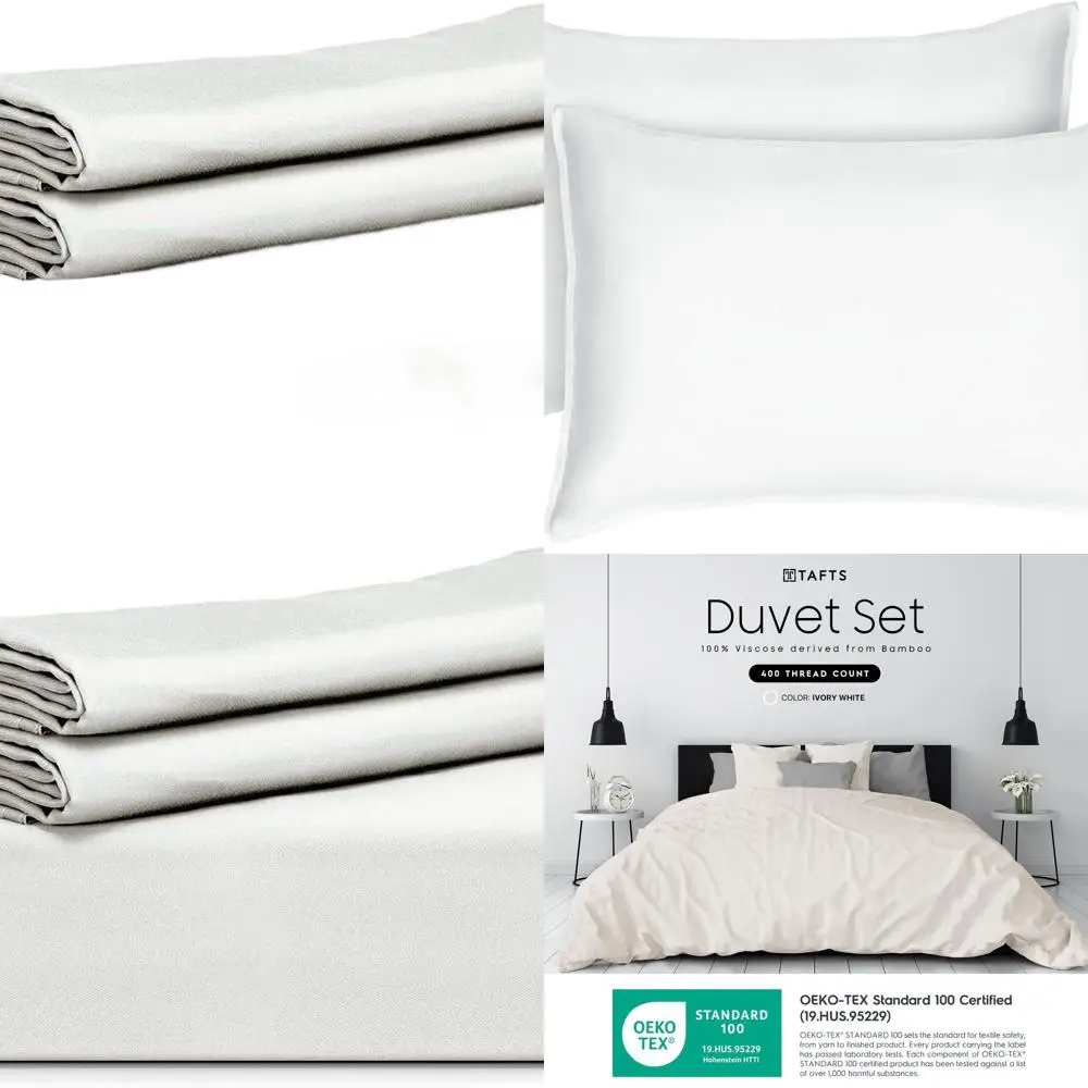 

Комплект пододеяльников размера «queen-size», 3 предмета, 100% бамбуковая вискоза, мягкая, шелковистая, охлаждающая, 2 наволочки, слоновая кость