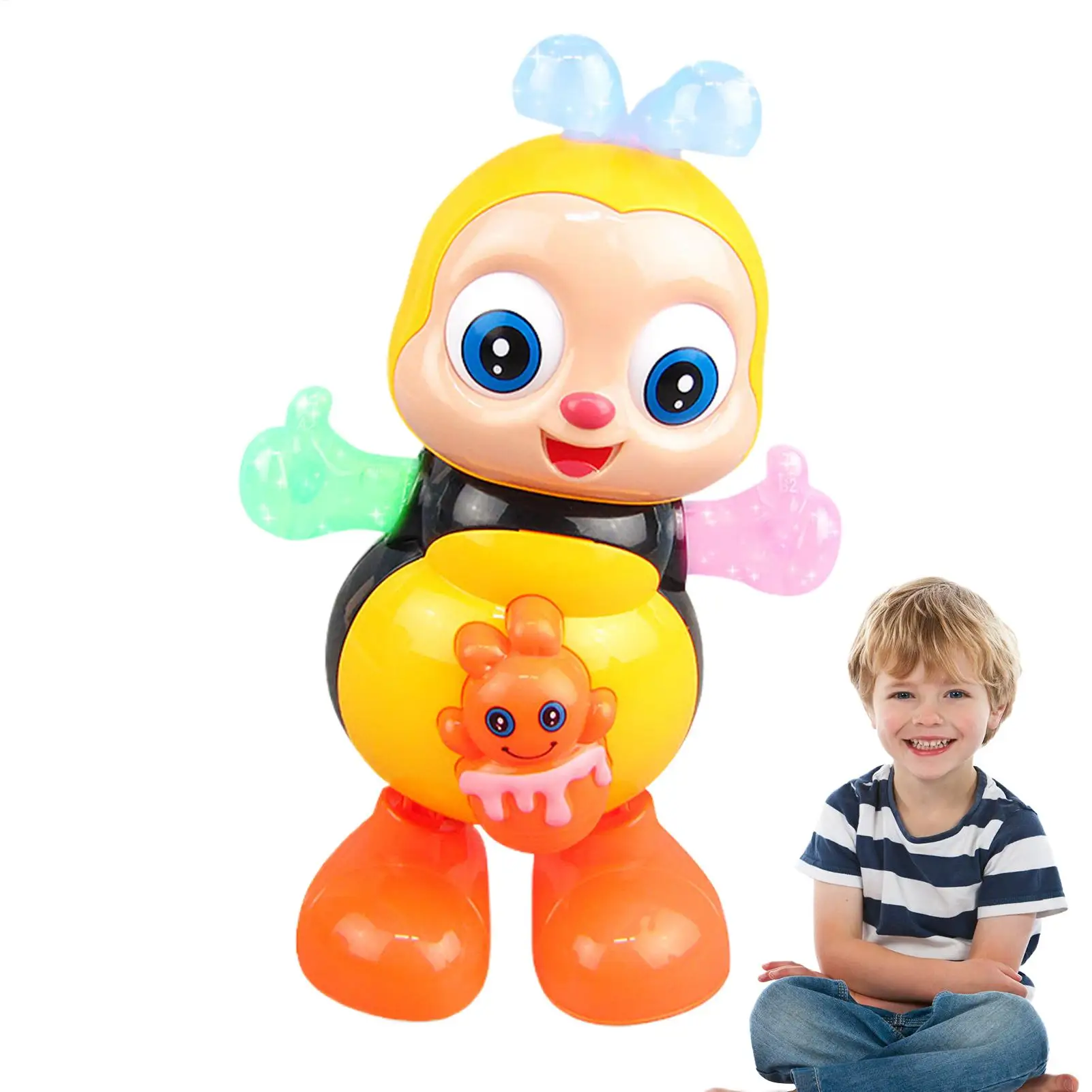 Elektrisch dansende bij Elektrisch speelgoed Muzikaal speelgoed Cartoon Bee met verlichting en muziek Interactief educatief speelgoed Voorschools leren