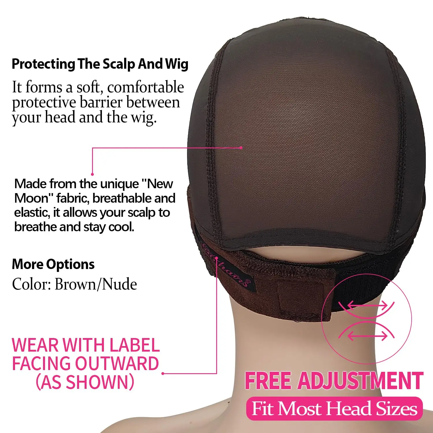 Labhairs Lace-MAX Wig Grip Cap for Women - Non Slip, Adjustable Wig Caps Holds Glueless Wigs Securely in Place, Reusable HD Lace Cap with Headband for Lace Front Wigs, One Size Fits All (Brown) - view 4