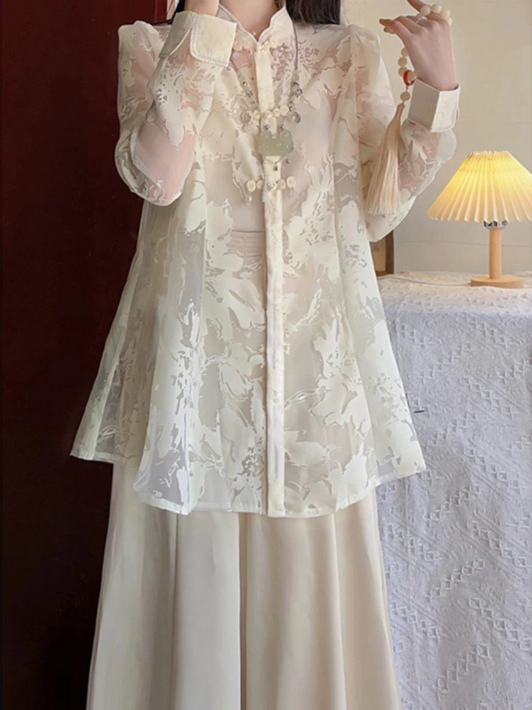 

New Chinese Style Heavy Work Two-Piece Set Women's Shirt Pants Travel Early Autumn Style Clothing Accessories Brand Other