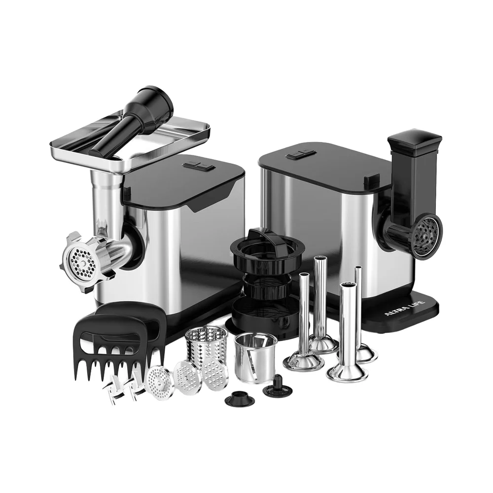 Meat Grinder 3200 Watts Heavy Duty Electric Sausage Stuffing Rotary Cheese Grater 3 Interchangeable Blades 3 Plates 4
