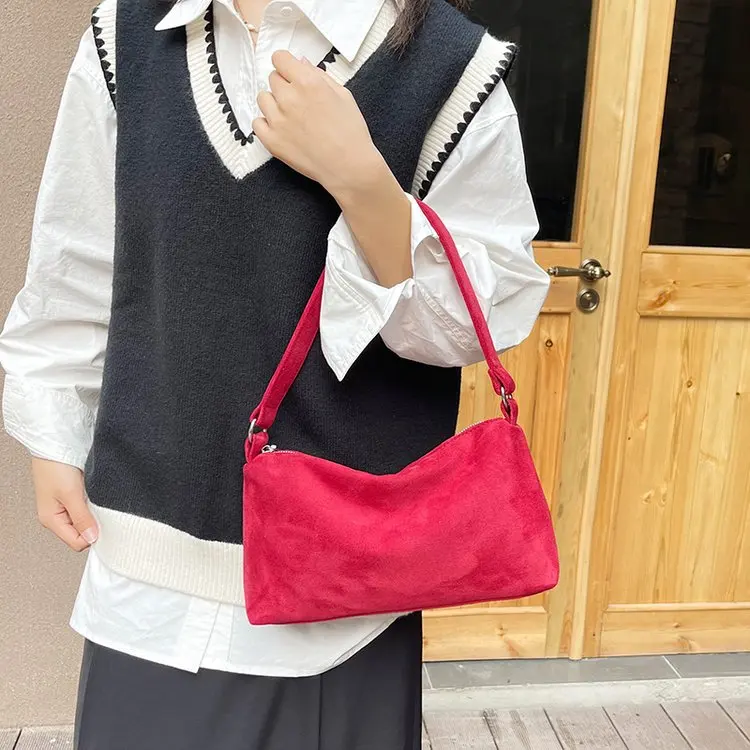 

Simple Sweet Solid Faux Suede Large Capacity Shoulder Bags Autumn and Winter 2025 Hot Sale Commute Casual Women's Crossbody Bags
