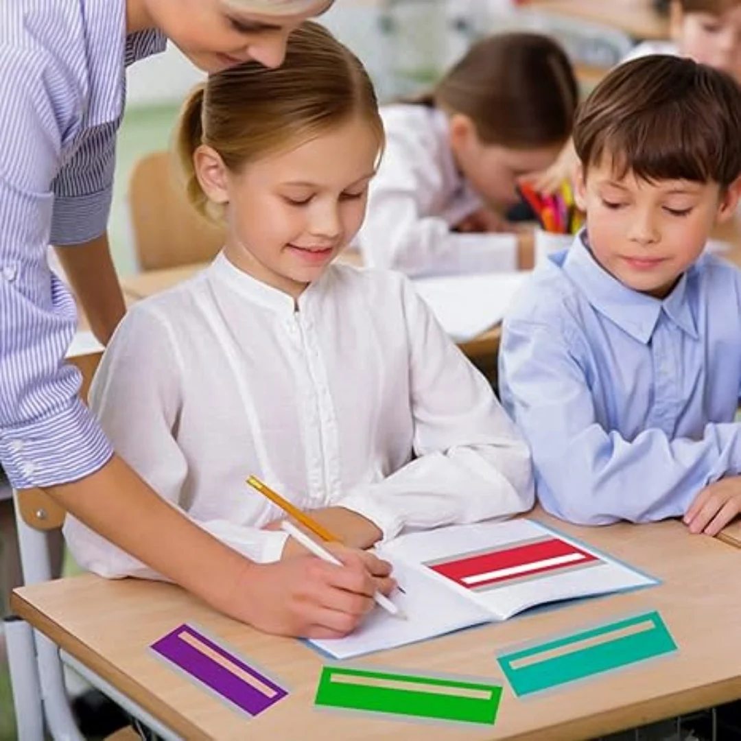 

8pcs Large Size Guided Reading Strips Highlight Overlays Multicolor Reading Tracking Rulers For Dyslexics Bookmarks