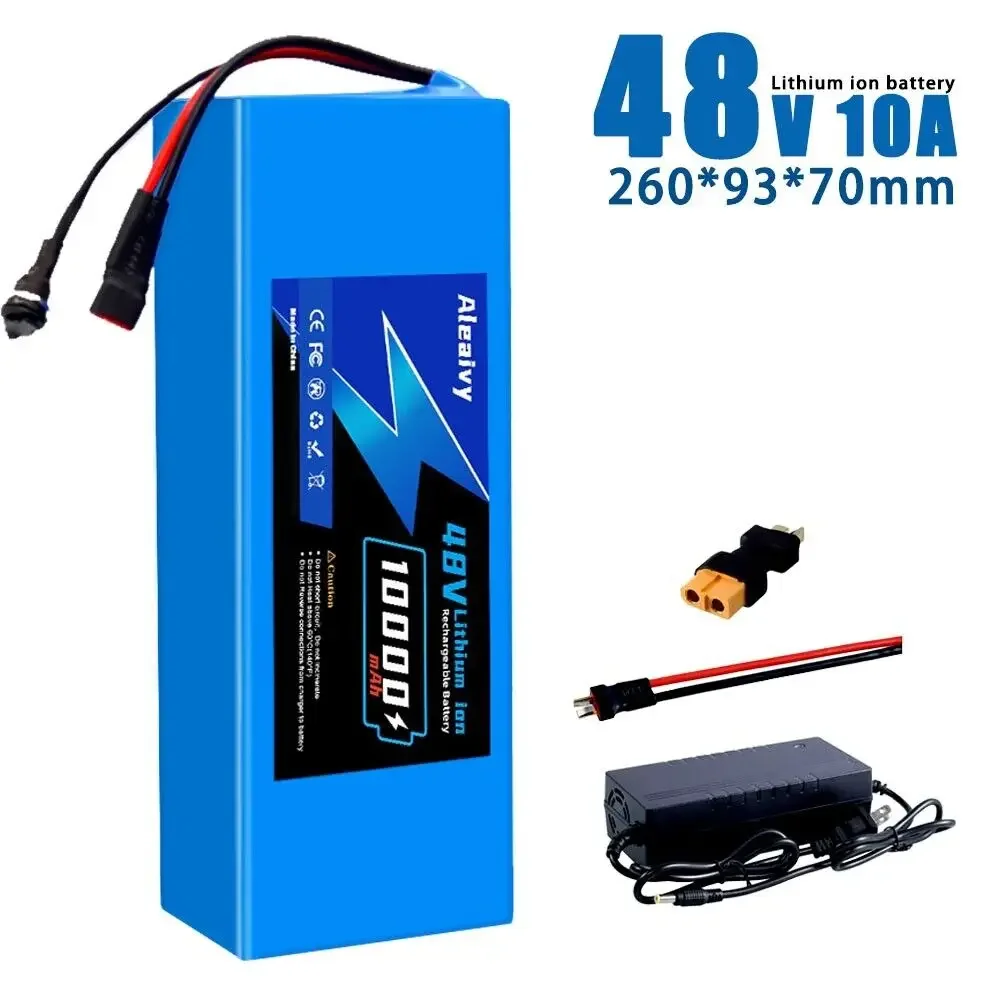 New High quality 48V 10Ah 13S4P 18650 Lithium Ion Battery Pack for 48V 250W~1000W Motors with 30A BMS & 100V~220V 54.6V Charger