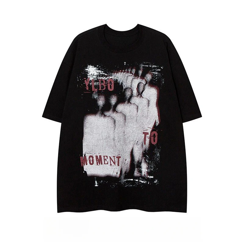 

Dark Mourning Abstract Printed Summer T-shirt Vintage Women's Unisex Heavy Plus Size Loose Cotton Short Sleeve T-shirt