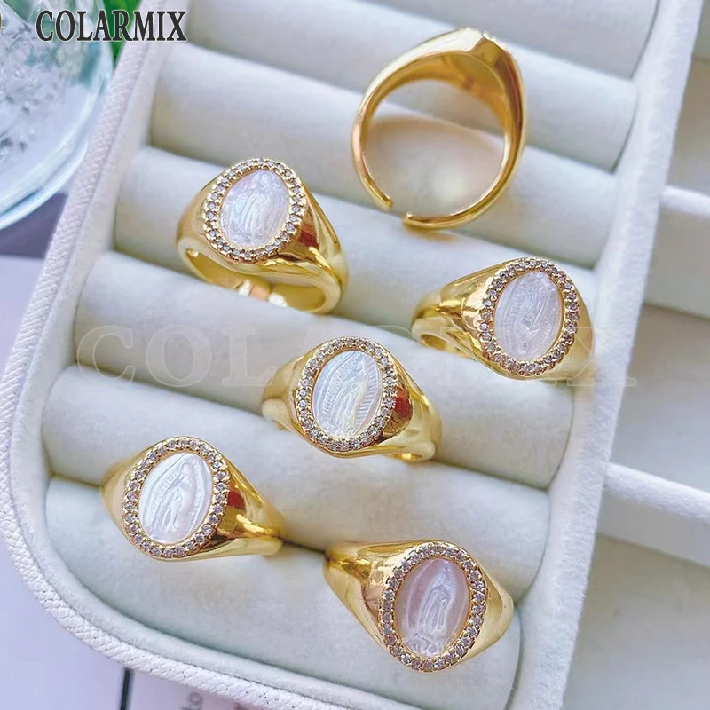 5 Pcs Round Juses Religious Rings Elegant Juses Pattern rings Jewelry Gift Virgin Mary Juses  style Jewelry rings 20086