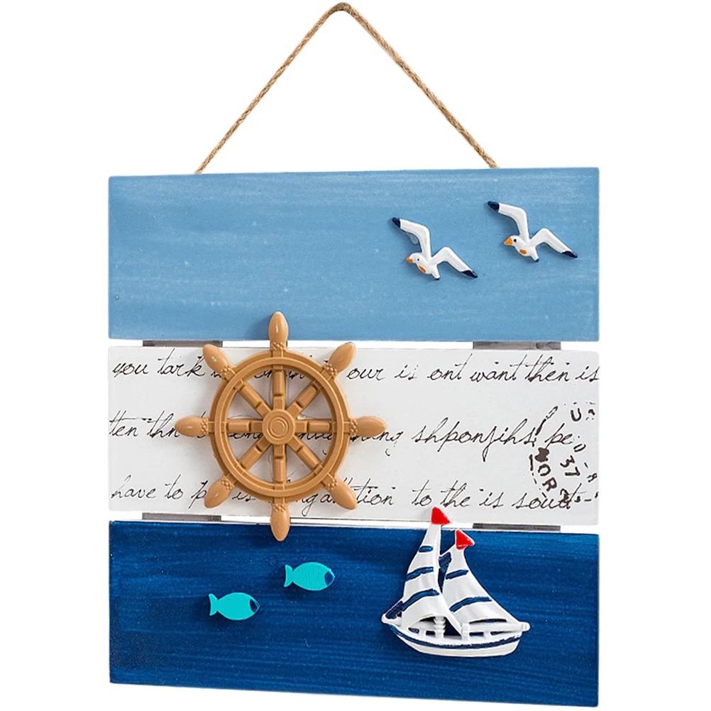 

Wooden Hanging Wall Sign Marine Decor Beach Theme Plaque Rope Home Cafe Shop Nautical Party DIY Ocean Wall