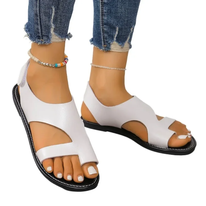 Ladies Shoes 2024 High Quality Summer Women\'s Sandals Solid Toe Set Chunky Heels Light Concise Large Size Beach Sandals Women