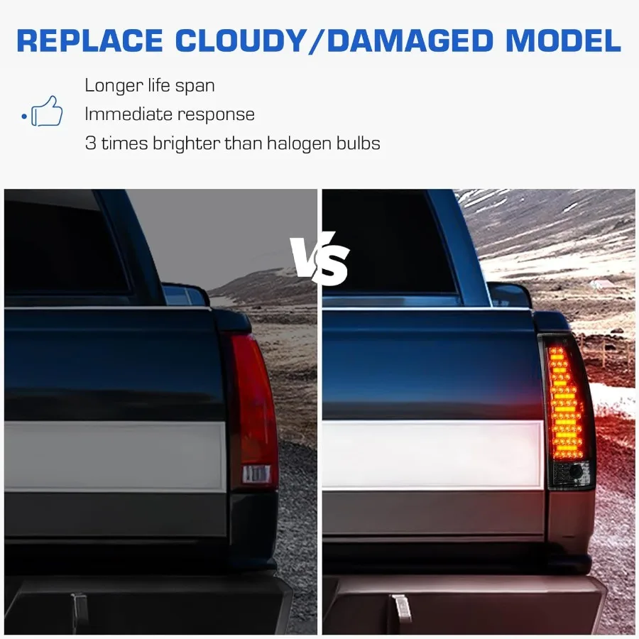 أضواء خلفية LED مع ضوء الفرامل الثالث لسيارة شيفروليه جي إم سي كيه 1500 2500 سوبربان 19921999 تاهو 19951999 يوكون 19921999 وكاديل