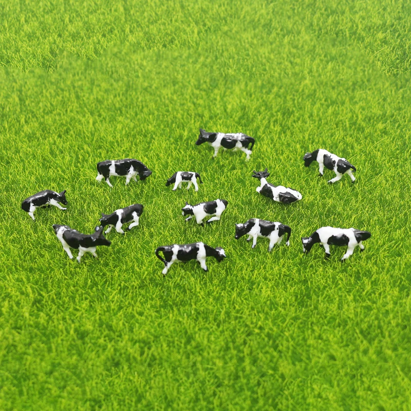 1 to 10pcs 1/87 Miniature Cow Ox Bull Cattle Figurines Farm Models Fairy Garden Sandbox Landscape Action Figures Toys Ornaments