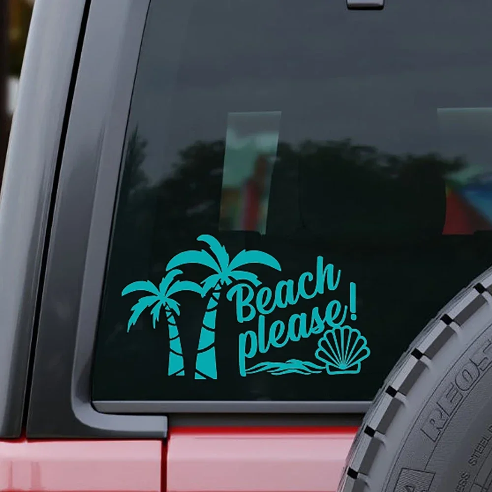 

Милые наклейки на автомобиль с пальмовым деревом, пляж, пожалуйста, дизайн, высечка, фургоны для кемпера, виниловые наклейки для кемпинга, аксессуары