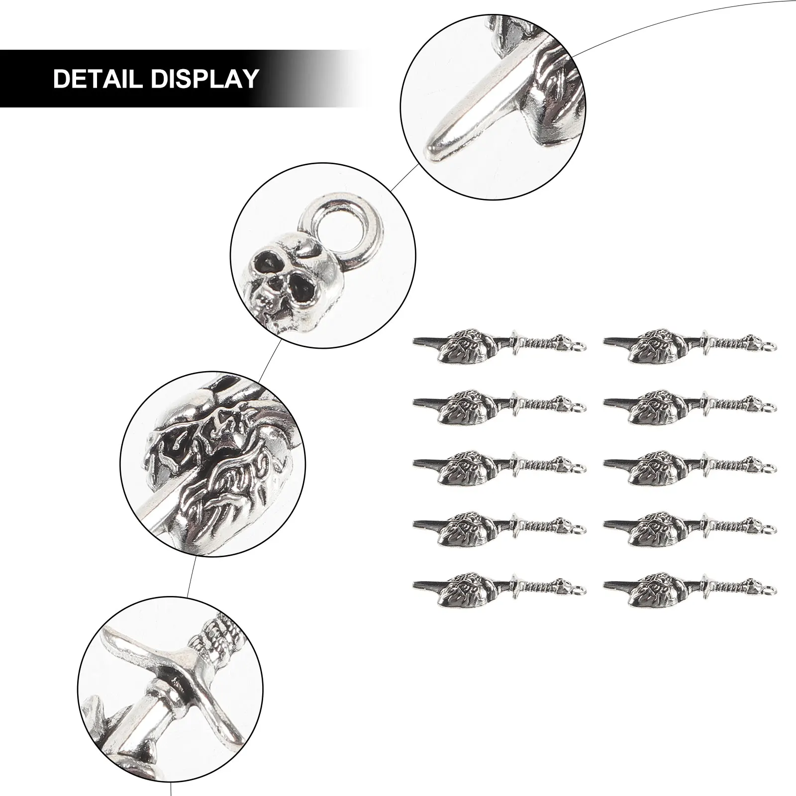 

10 Pcs Skull Pendant DIY Charms Metal Crafts Halloween Themed Accessories Unique Necklace Bracelet Decorations