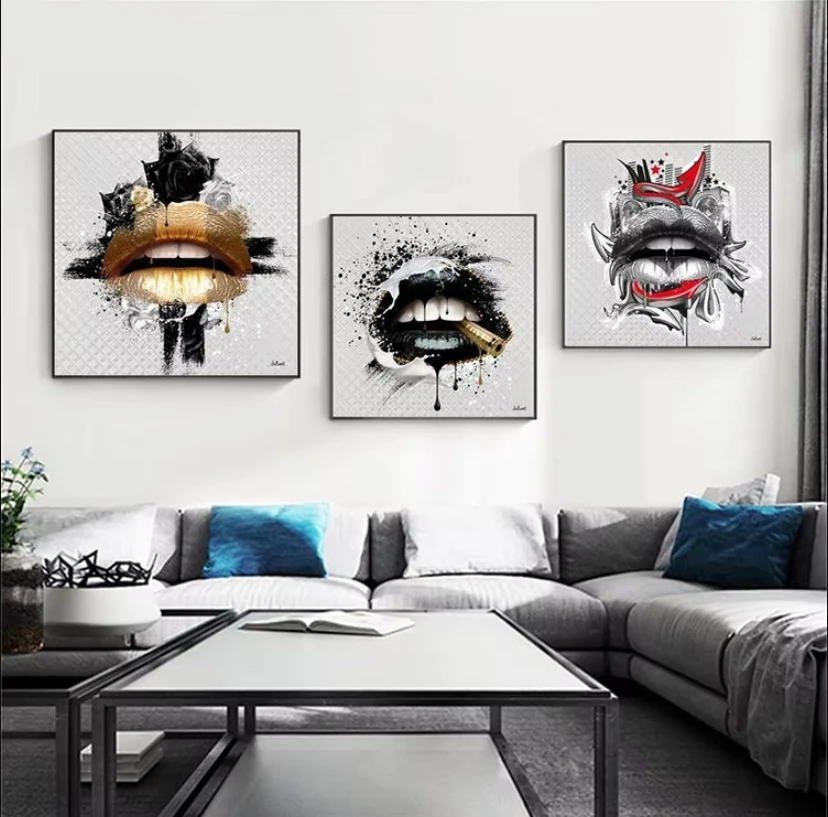 Street Graffiti Wall Art Crystal Porcelain Prints Pop Art Lips Poster Resin Paintings On The Wall Pictures For Home Decor