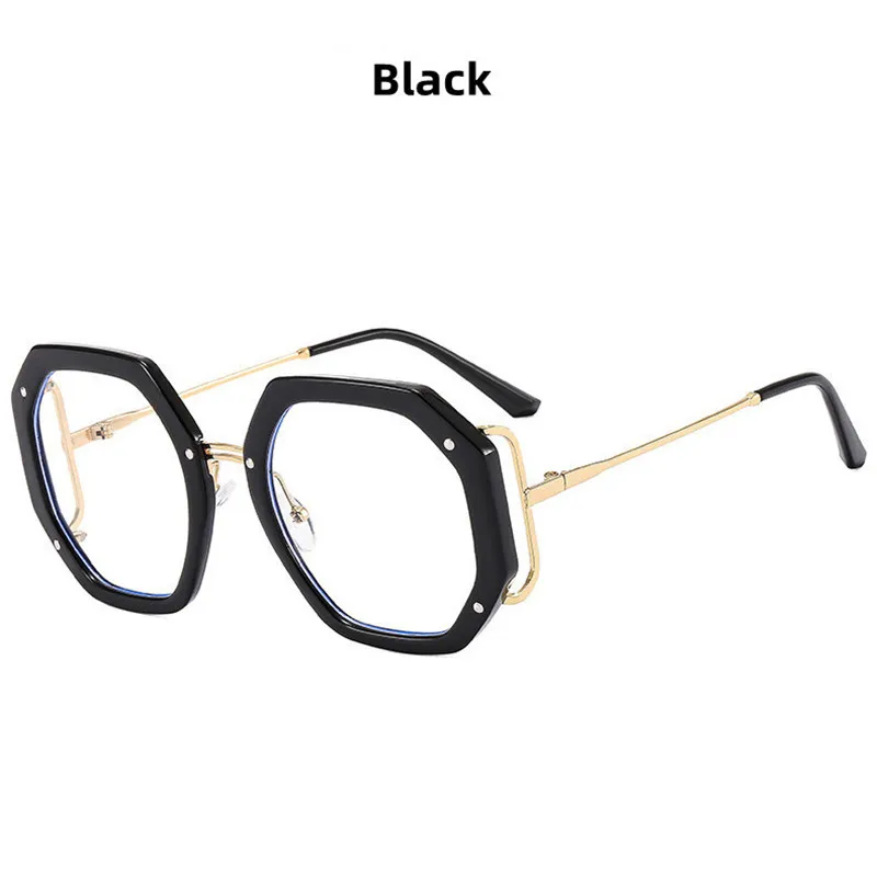 2023 New Brand Design Fashion Large Polygon Women Glasses Frame Photochromic Anti Blue Light Computer Reading Hyperopia Eyeglass