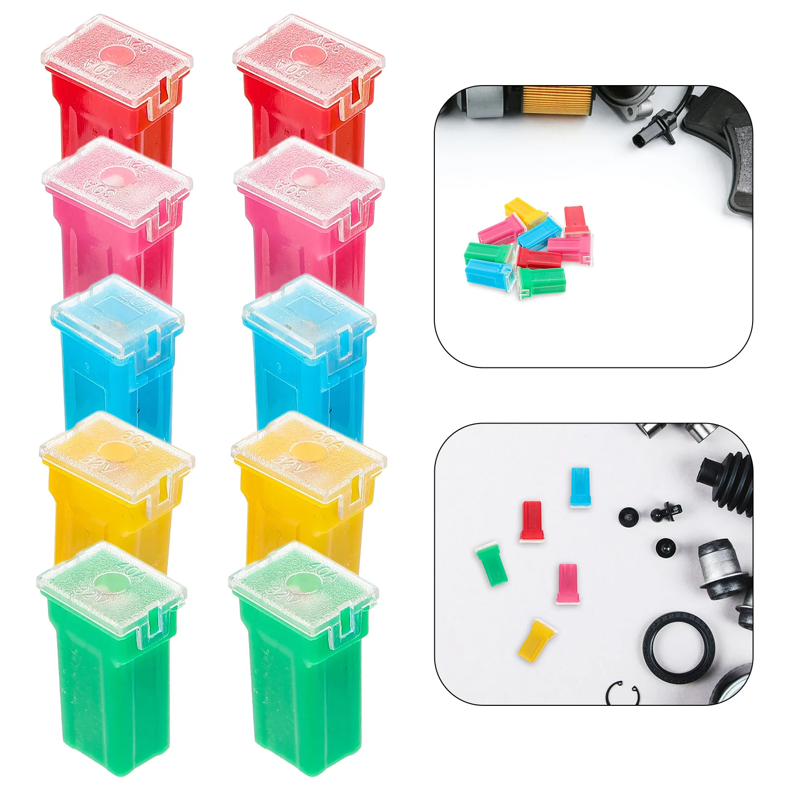 

10Pcs Vehicle Automotive Square Fuse Long Legs Universal Car Fuse Block Replacement Parts Automotive Accessory