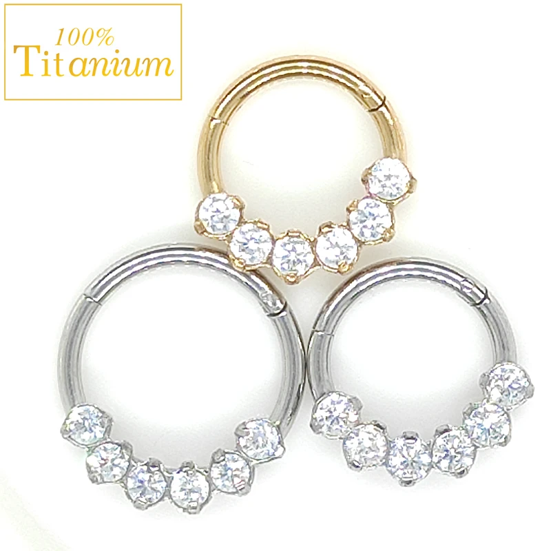 1Pcs Zircon Septum Piercing Clicker Surgical Steel Nose Rings Helix Cartilage Tragus Nariz Percings Earrings Body Jewelry 8/10mm