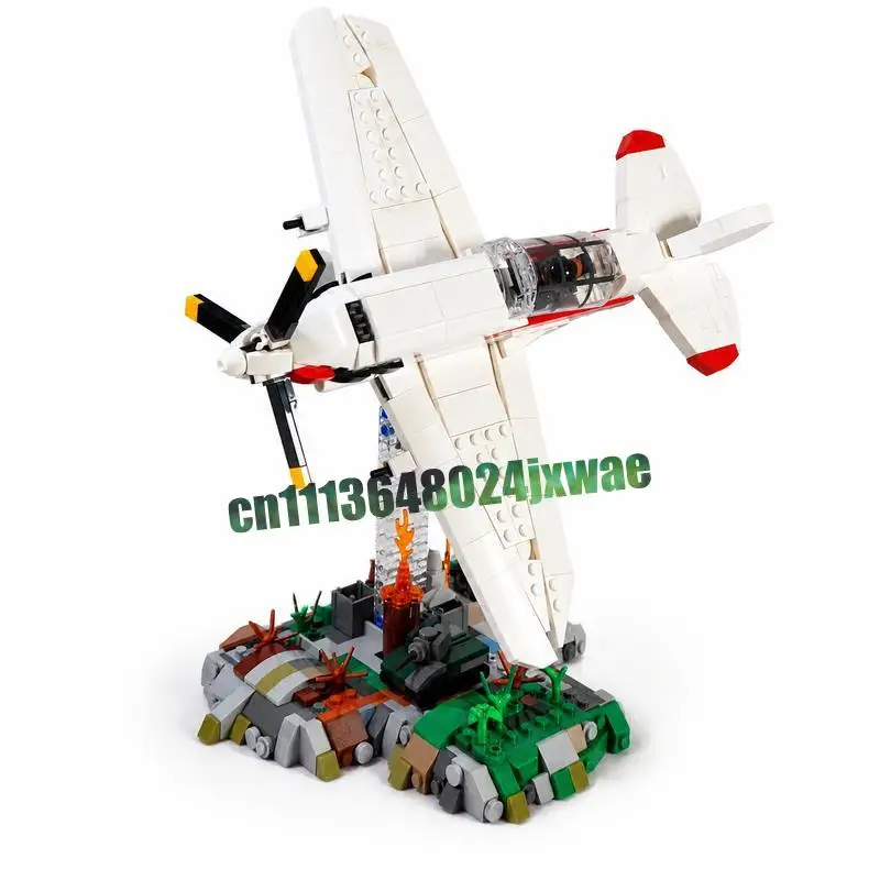 

369PCS White Vintage Fighter Plane MOC Aircraft Battle Scene Model DIY Assembly Blocks Educational Collection Birthday Xmas Gift