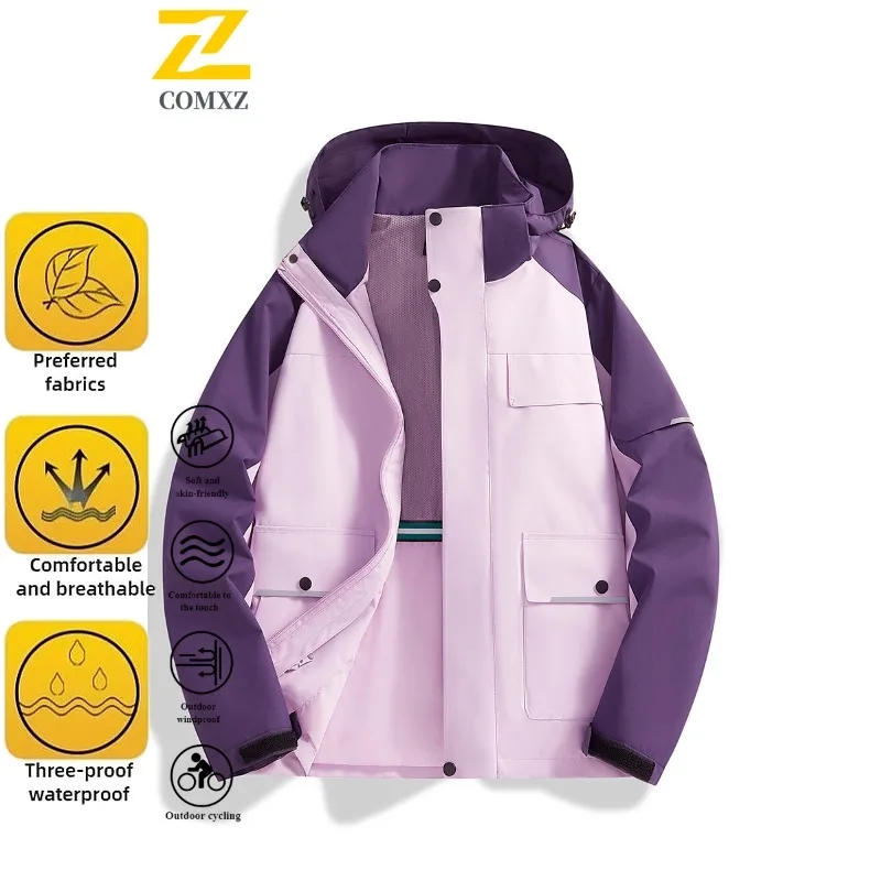 ربيع الخريف الجبل نمط سترة واقية مقاومة للماء زوجين حجم كبير معطف المشي لمسافات طويلة في الهواء الطلق تنفس خفيفة الوزن الرحلات #2
