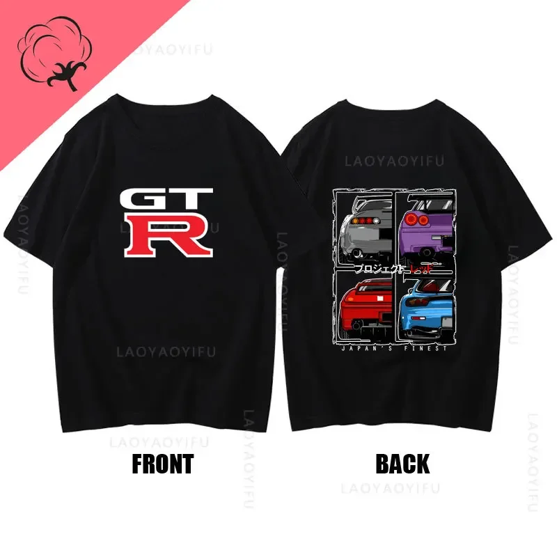 Initial D GTR Skyline R34 Harajuku Fashion Car 100%Cotton Pattern Tshirts Mens streetwear Clothes Print Summer Short Sleeve Tee